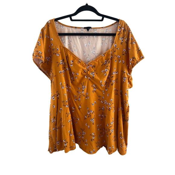 Torrid Mustard Floral Babydoll Top Size 5 - Picture 1 of 5